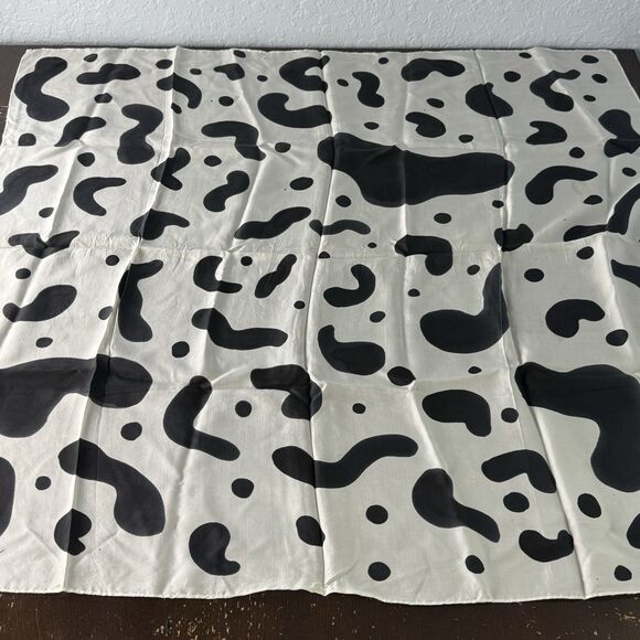 Vintage Nona Scarf 34” Square Sheer Black & White Abstract - Picture 2 of 5
